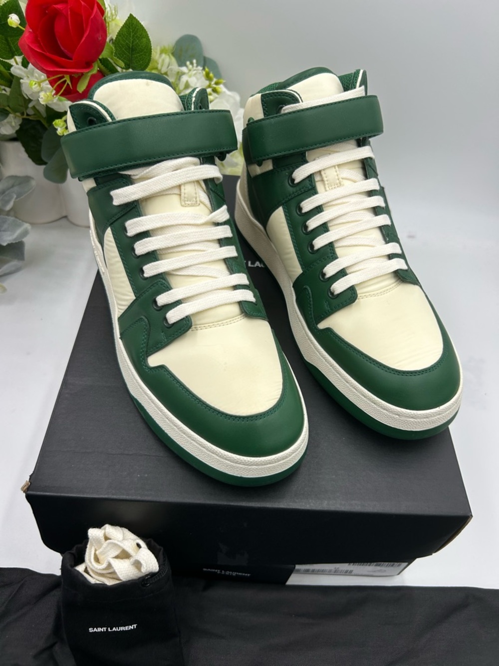 Men's Saint Laurent LAX high top leather sneakers size 42/9 US made in Italy - Picture 3 of 12